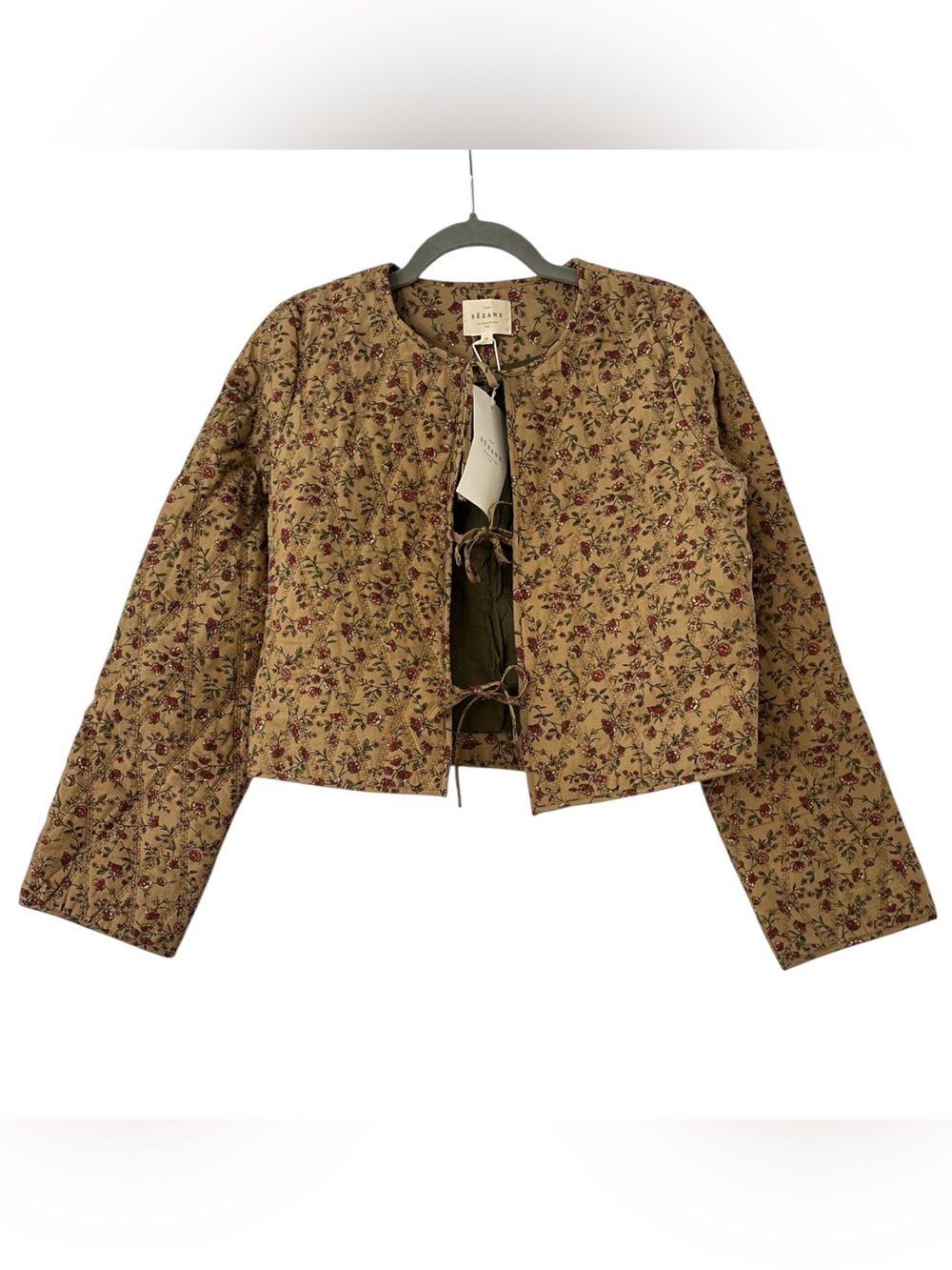 Sezane Paoline Quilted Floral Jacket in Miranda Beige Size 34 NWT - Picture 2 of 8